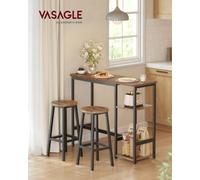 Vasagle Bar Table Set With 2 Stools, 3-Piece Kitchen Table Set With Storage Shelves, For Living Room, Kitchen, Steel Frame