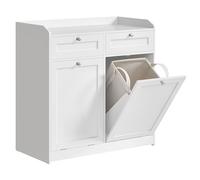 VASAGLE Bathroom Cabinet with 2 Drawers and 2 Hampers, 78.9 x 40 x 80.2 cm | Storage Unit, 2 Removable Laundry Baskets with Handles, Cloud White, SIREN Collection BBC751W01