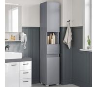 VASAGLE Bathroom Cabinet with Drawer, Adjustable Shelves, 30 x 30 x 170 cm | Bathroom Furniture, Open Compartment, Dove Grey, Kailyn Collection BBC560P36