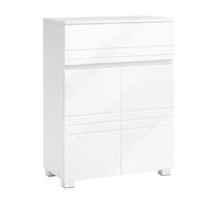 VASAGLE Bathroom Cabinet with Drawer, Double Door Wardrobe, Adjustable Shelf for Entryway, Hallway, 60 x 30 x 80 cm, White BBK140W01
