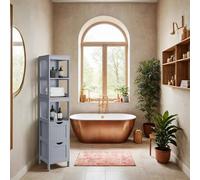 Vasagle Bathroom Floor Cabinet, Freestanding Bathroom Storage Unit, 2 Drawers, For Bathroom, Living Room, Kitchen, Dove Grey