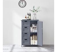 VASAGLE Bathroom Floor Storage Cabinet 4 Drawers 1 Door Adjustable in Dark Grey VASAGLE Dark Grey