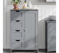VASAGLE Bathroom Floor Storage Cabinet 4 Drawers 1 Door Adjustable in Light Grey VASAGLE Light Grey