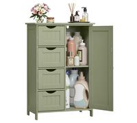 VASAGLE Bathroom Floor Storage Cabinet, Bathroom Storage Unit with 4 Drawers, Bathroom Cabinet Freestanding, with 1 Door, Adjustable Shelf, 30 x 55 x