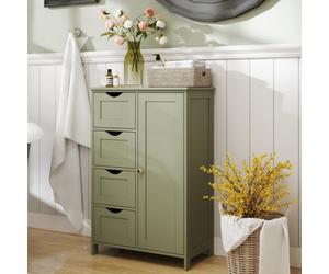 Vasagle Bathroom Floor Storage Cabinet, Bathroom Storage Unit With 4 Drawers, Freestanding Bathroom Cabinet