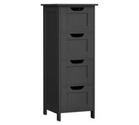 VASAGLE Bathroom Floor Storage Cabinet with 4 Drawers, 30 x 30 x 82.2 cm | Freestanding Storage Unit, Farmhouse Style, for Living Room, Dining Room, Kitchen, Ink Black, Sofie Collection LHC040B01