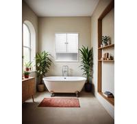 Vasagle Bathroom Wall Cabinet, Wall-Mounted Bathroom Storage Cabinet, With Adjustable Shelf, Double Shutter Doors And Open Shelf