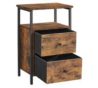 Vasagle Bed Side Table 2 Drawers 1 Shelf Rustic Brown/Black