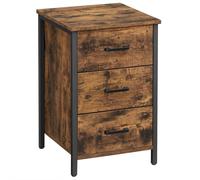 VASAGLE Bedside Table 3 Drawer Rustic Brown/Black
