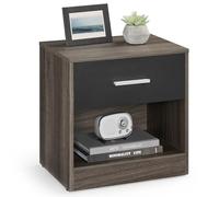 VASAGLE Bedside Table, Side Table with Drawer, Open Compartment, End Table, for Bedroom, Living Room, Chestnut Brown and Ink Black CUSTOS Collection LET619K74