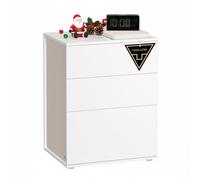VASAGLE Bedside Table with 3 Drawers, Superfast Toolless Assembly, Bed Side Cabinet Nightstand, White Chest Of Drawers for Bedroom/Living Room,
