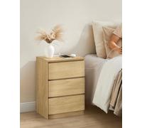 VASAGLE Bedside Table with Power Strip USB Outlets Drawers Modern in Natural VASAGLE Natural