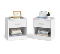 Vasagle Bedside Tables 1 Drawer Classic White Set of 2