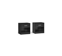 Bedside Table with Open Compartment and Drawer, balck