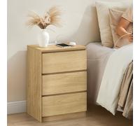 VASAGLE Bedside Tables Set of 2 with Power Strip USB Outlets Drawers in Natural VASAGLE Natural