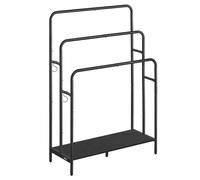 VASAGLE Blanket Rack, 3-Bar Towel Holder with 2 Hooks | Blanket Rack for Bath Towels, 70 x 30 x 101 cm, Matte Black and Ebony Black, Colten Collection LLS019B01