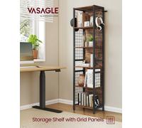 Bookcase with hooks and multiple shelves, 6-Tier(40W x 175.6H cm)