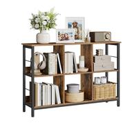 VASAGLE Bookcase, 2-Tier Cube Shelf, 120 x 30 x 80 cm | Display Storage Rack Shelf, for Office, Living Room, Bedroom, Rustic Brown and Matte Black, BARNET Collection LLS104B01