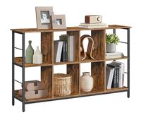 VASAGLE Bookcase, 2-Tier Cube Shelf, 132.6 x 33 x 80 cm | Display Storage Rack Shelf, for Office, Living Room, Bedroom, Rustic Brown and Matte Black, BARNET Collection LLS128K01