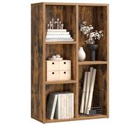 Bookcase, Wooden Bookshelf with 5 Compartments, Floor Standing Storage Unit for Files, Decor, In Study, Living Room, Bedroom, 24 x 50 x 80 cm, Rustic