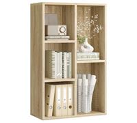 VASAGLE Bookcase, 5-Cube Storage Organizer with Open Compartments, Particleboard Bookshelf for Living Room and Study, Oak Colour CUSTOS Collection LBC25NLV1