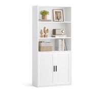 VASAGLE Bookcase, 5-Tier Tall Bookshelf, Book Shelf with Door, Shelving Unit, 24 x 60 x 145.9 cm, for Living Room, Home Office, Dinning Room, Cloud White LBC502WB01