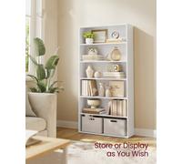 Vasagle Bookcase, 6-Tier Bookshelf, Open Storage Shelf, Shelving Unit, 24 X 80 X 160.7 Cm,cloud White