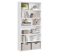 VASAGLE Bookcase, 6-Tier Bookshelf, Open Storage Shelf, Shelving Unit, 24 x 80 x 160.7 cm, for Living Room, Home Office, Dinning Room, Cloud White