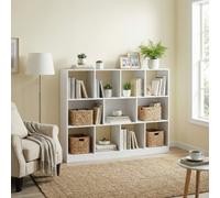 Vasagle Bookcase, Bookshelf, Freestanding Storage Unit, 11 Open Compartments,upside Down, White