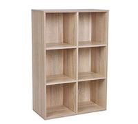 Vasagle Bookcase, Bookshelf, Storage Shelf With 6 Compartments, Standing Cube For Living Room, Home Office, Dinning Oak Colour