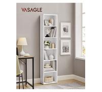 Bookshelf with 6 Shelves, Bookcase, for Home Office, Bedroom, Living Room, Study, White