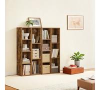 Songmics Vasagle Bookcase, Wooden Bookshelf With 7 Compartments,floor Standing Storage Unit For Files,decor, In Study, Living Room, Bedroom