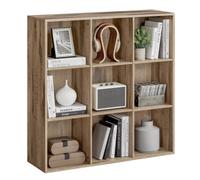 Vasagle Bookcase, Wooden Bookshelf With 9 Compartments, Floor Standing Storage Unit
