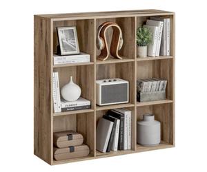 Vasagle Bookcase, Wooden Bookshelf With 9 Compartments, Floor Standing Storage Unit