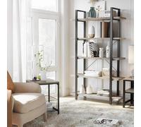 Vasagle Bookshelf, 5-Tier Industrial Stable Bookcase, Storage Rack, Standing Shelf, Easy Assembly