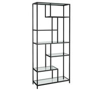 VASAGLE Bookshelf, 6-Tier Tall Bookcase, Glass and Steel | Plant Stand, Display Shelf, 80 x 30 x 180 cm, Clear Glass and Pale Gold, Baris Collection LGT502B61