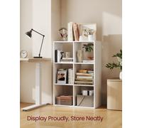 Vasagle Bookshelf, Cube Bookcase, Storage Shelving Unit, Display Shelf, Open Compartments, 3-Tier, 30 X 66.4 X 98 Cm, Cloud White