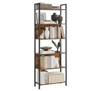 VASAGLE Bookshelf, Storage Shelf, Kitchen Shelf with 6 Shelves, Stable Steel Structure, for Living Room, Entryway, Hallway, Office, Industrial Style, Rustic Brown and Black LLS113B01