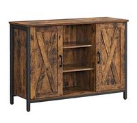 VASAGLE Buffet Table, Sideboard with Cupboard, Barn Doors | Storage Cabinet with Shelves, for Dining Room, Kitchen, Industrial, Rustic Brown and Black, DAXTON Collection LSC098B01