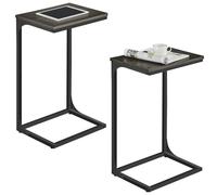 VASAGLE C-Shaped End Table, Set of 2, Side Table for Sofa, Couch Table with Metal Frame, Small TV Tray Table for Living Room, Bedroom, Ebonized Oak