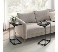 VASAGLE C-Shaped Industrial Side Table Set of 2 Metal Frame Bedroom in Black VASAGLE Black
