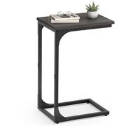 Slim C-Shaped Side Table, Grey Oak + Ink Black / 1