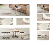 Vasagle C-Shaped Side Table, Bedside Table, Sofa Side Table, With Metal Frame,for Living Room, Bedroom, Cream White