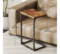 Vasagle C-Shaped Side Table, Bedside Table, Sofa Side Table, With Metal Frame, Industrial