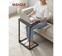 Vasagle C-Shaped Side Table, Bedside Table, Sofa Side Table, With Metal Frame, Industrial,misty Grey And Ink Black