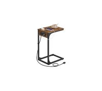 VASAGLE C-Shaped Side Table, End Table with Charging Station, for Couch, Sofa, Adjustable Feet, for Bedroom, Living Room, 2 USB Ports and Outlets,