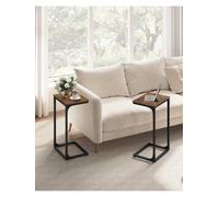 Vasagle C-Shaped Side Table, Set Of 2, Bedside Table, Sofa Side Table,rustic Brown And Ink Black