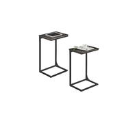 Vasagle C-Shaped Side Table, Bedside Table, Sofa Side Table, With Metal Frame, Industrial, Grey Oak And Black