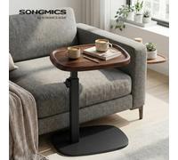 Vasagle C-Shaped Sofa Side Table, Adjustable Height, Small End Table For Bedroom, Living Room, Brown And Black