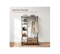 Vasagle Clothes Rack, Clothing Rack On Wheels, 5-Tier Garment Rack With Metal Pipes, Rustic Brown And Black